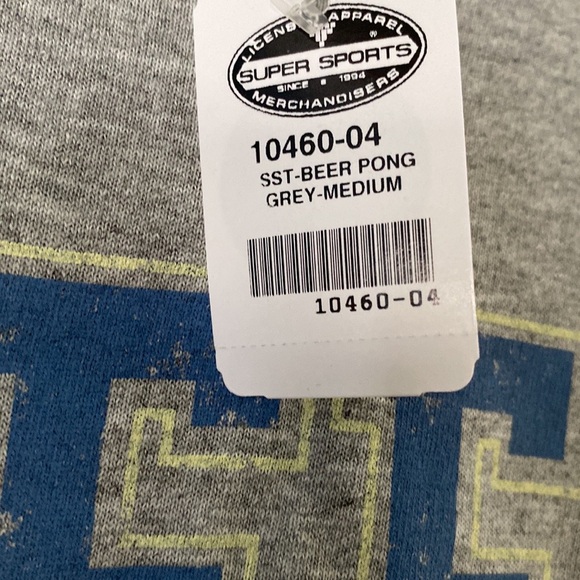 Super Sports Grey Blue Funny Beer Pong Tee Shirt Size Medium Adult NWT - Picture 6 of 7
